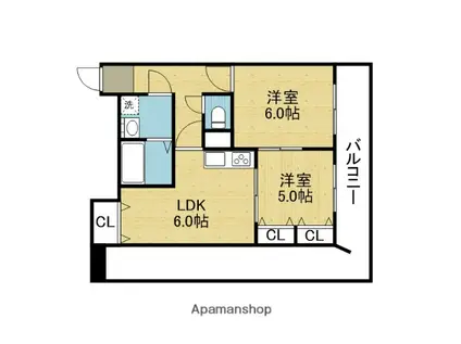 グランシャリオ高津(2DK/7階)の間取り写真
