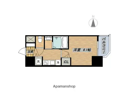 LIVECASA本町(1K/14階)の間取り写真