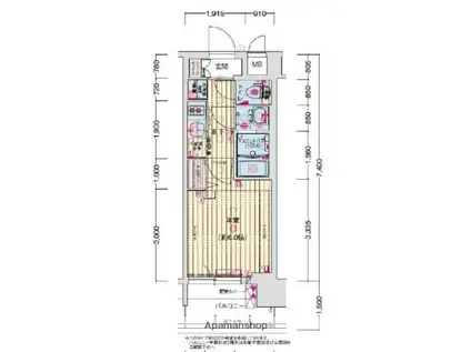 プレサンスOSAKA東成中本ハーヴィル(1K/7階)の間取り写真