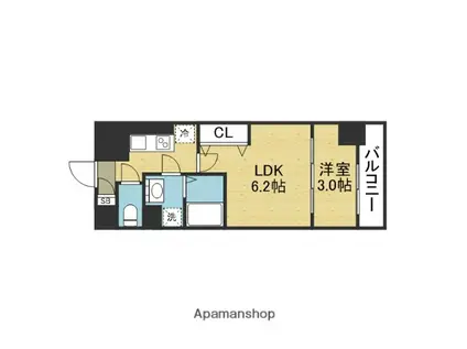 リアライズ鶴橋東Ⅱ(1LDK/2階)の間取り写真