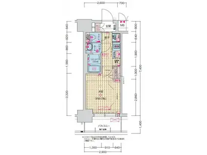 プレサンス新深江ディレット(1K/8階)の間取り写真