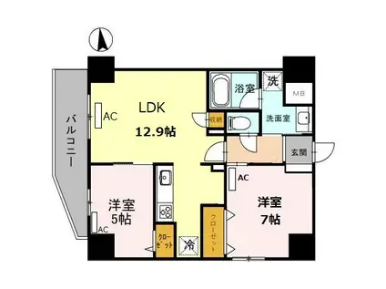 玉造BASE(2LDK/7階)の間取り写真