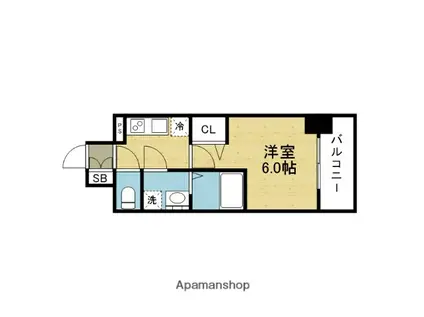 エスリード ザ・カレント大阪(1K/7階)の間取り写真