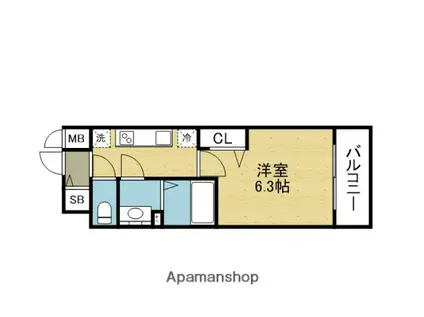 プレサンス森ノ宮 THEゲート(1K/6階)の間取り写真