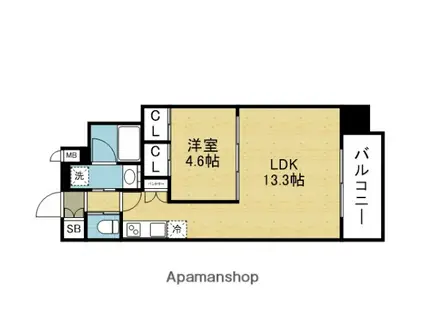 プレジオ永和ASIAN(1LDK/13階)の間取り写真