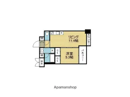 プレジオ長田(1LDK/5階)の間取り写真
