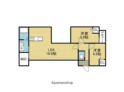 GLANZ平野(2LDK/1階)の間取り写真