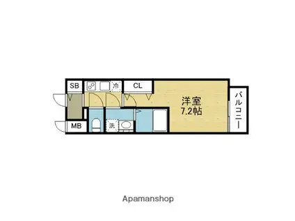 ファーストフィオーレ長田グランディール(1K/11階)の間取り写真