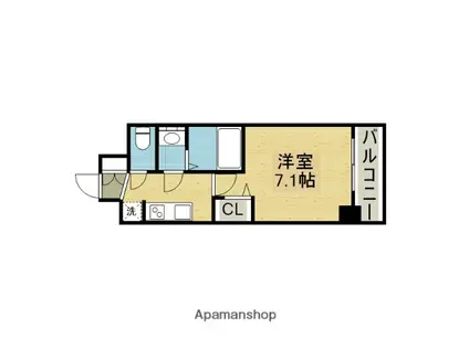 ソルテラスOSAKA緑橋クレアスト(1K/14階)の間取り写真
