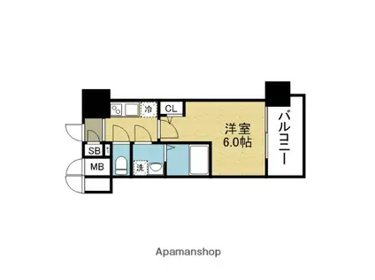 エスリード ザ・イーストレジデンス大阪城(1K/2階)の間取り写真