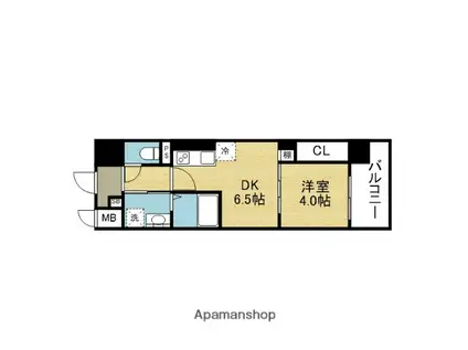 エグゼ大阪CITYオースティン(1DK/3階)の間取り写真