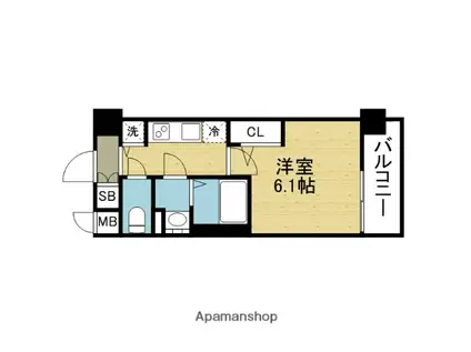 エスリード大阪平野プライム(1K/6階)の間取り写真