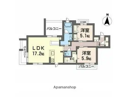 シャーメゾン ラト ファミリア(2LDK/3階)の間取り写真