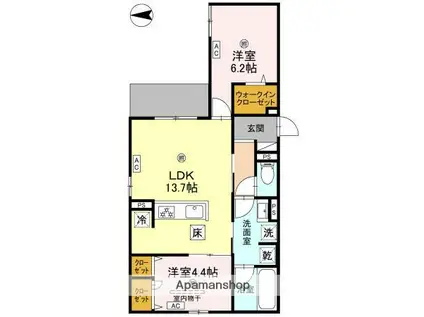 エスタブレ平野西(2LDK/1階)の間取り写真