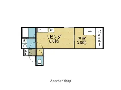 D PORTA HORTENSIA(1LDK/1階)の間取り写真