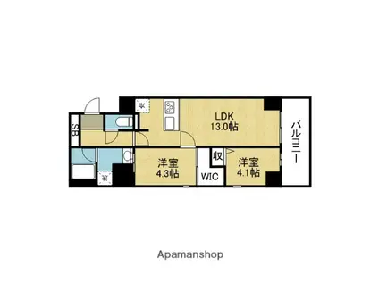 JPNOIE上町台龍造寺(2LDK/6階)の間取り写真