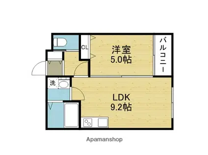 セレニティ加美南A棟(1LDK/2階)の間取り写真