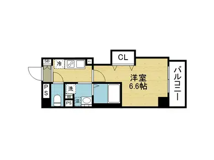 みおつくし大池橋(1K/6階)の間取り写真