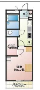 クオーレ中川西(1K/2階)の間取り写真