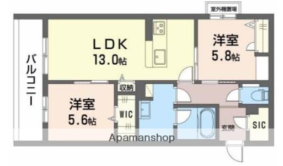 シャーメゾングランドビュイソン(2LDK/2階)の間取り写真
