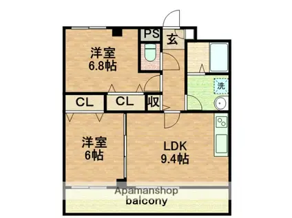 アドバンス松田2番館(2LDK/3階)の間取り写真