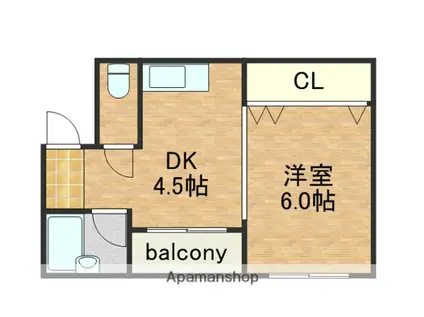 ミレ21(1DK/5階)の間取り写真