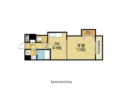 アイマンション今里(1DK/3階)の間取り写真