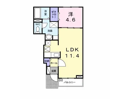 アートン若江西(1LDK/1階)の間取り写真