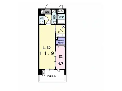メゾンラフィネ(1LDK/4階)の間取り写真