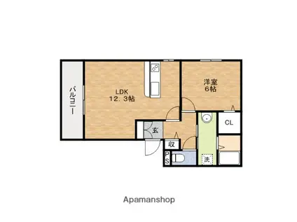 マンマミーア(1LDK/3階)の間取り写真