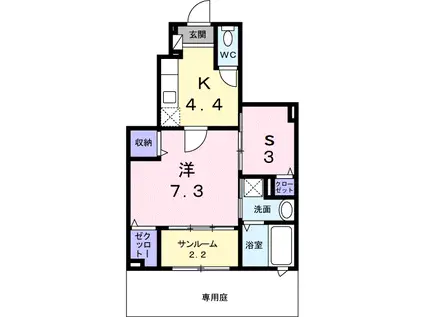 チェーロエテルノ(1K/1階)の間取り写真