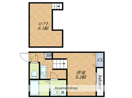 大和ハイツ3番館(1K/2階)の間取り写真