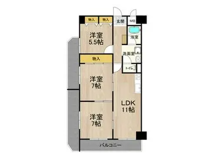 サンメゾン(3LDK/4階)の間取り写真