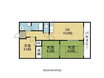 サンリッツ巽(3LDK/1階)の間取り写真