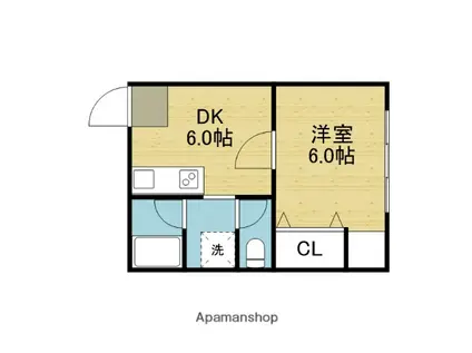 サン中浜(1DK/3階)の間取り写真