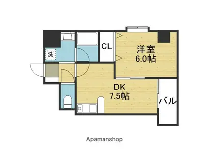 パラッツオディ上本町(1LDK/7階)の間取り写真