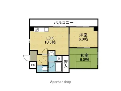 ベルビュー1番館(2LDK/4階)の間取り写真