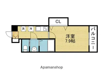 LUXE今里(1K/4階)の間取り写真