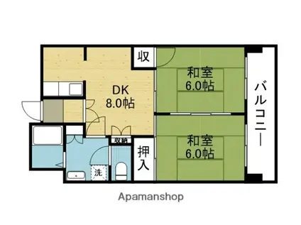 サニーハイツ三番館(2DK/4階)の間取り写真