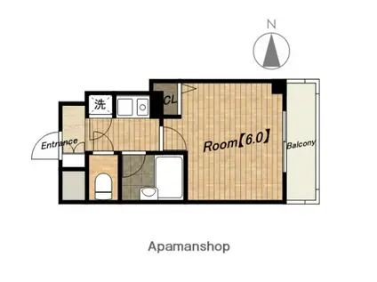リーガル天王寺烏ヶ辻(1K/6階)の間取り写真
