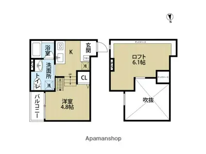 GRAND JETE天王寺東(1K/1階)の間取り写真