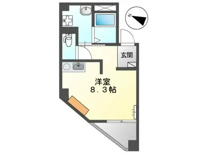 リバパレス靭公園(ワンルーム/2階)の間取り写真