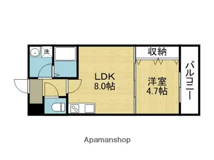 LAULEA天王寺東(1LDK/2階)の間取り写真