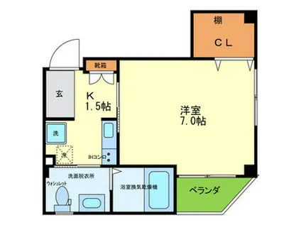 ル・シェル南巽(1K/2階)の間取り写真