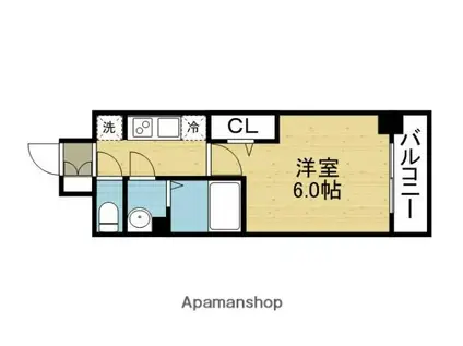 ファステート大阪上本町ソーレ(1K/9階)の間取り写真