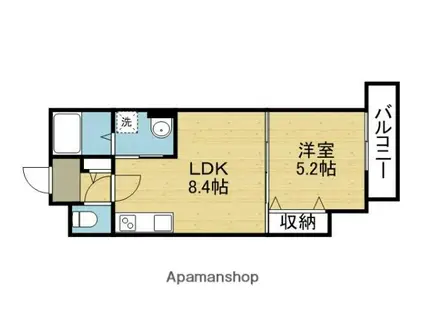 クリエオーレ巽南(1LDK/1階)の間取り写真