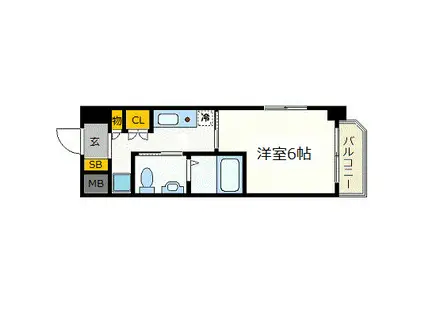 エスリード心斎橋西(ワンルーム/6階)の間取り写真