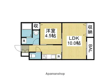ダイヤモンドヴィラ(1LDK/1階)の間取り写真