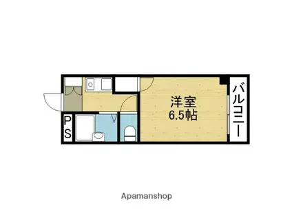 キンキ平野ハイツ(1K/6階)の間取り写真