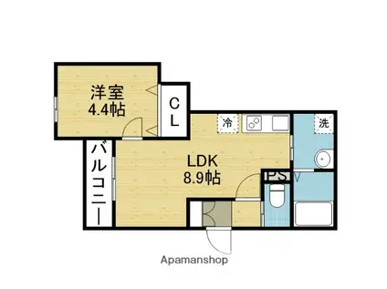 メゾンアオハレ(1LDK/1階)の間取り写真